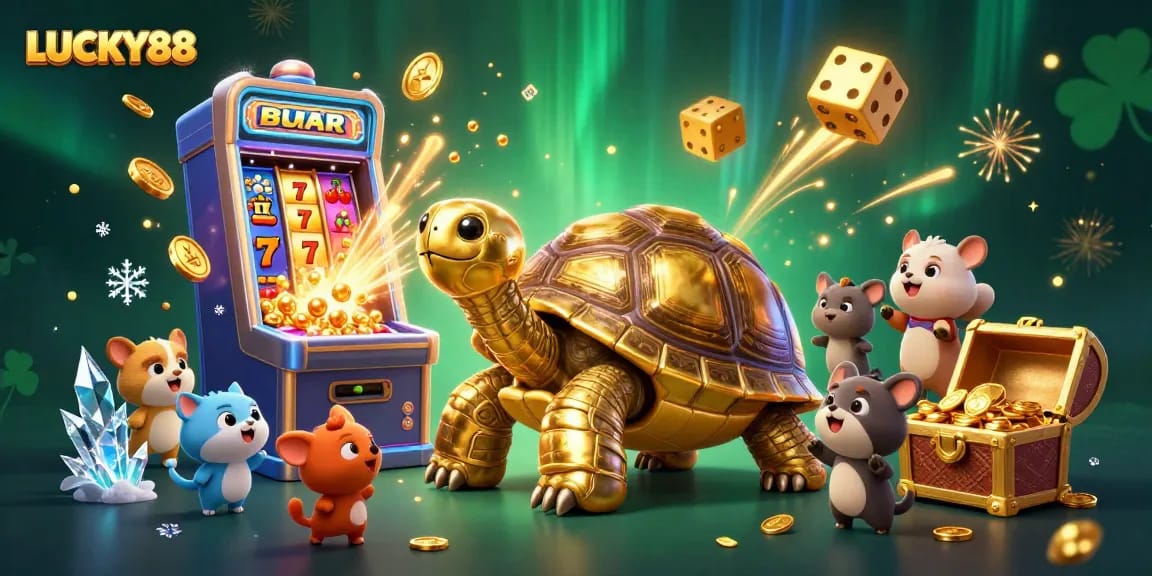 LUCKY88 welcomes players to an energetic casino adventure with slot machines and festive visuals.