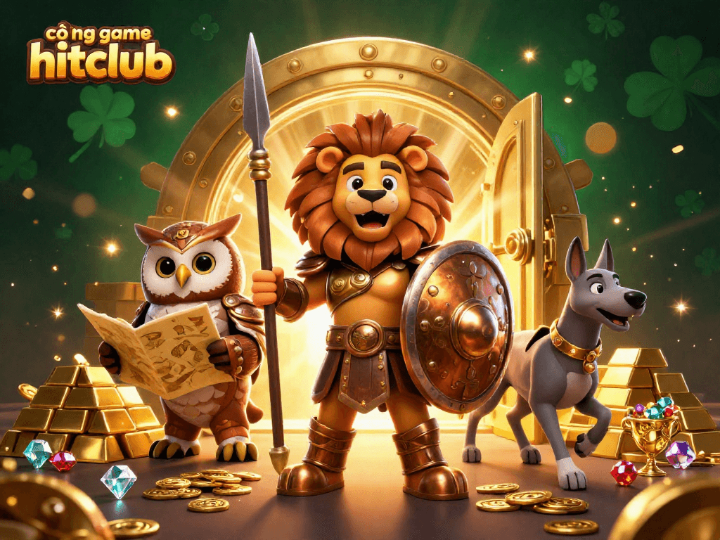 Engage with the cổng game hitclub through a dynamic illustration featuring an immersive casino scene.