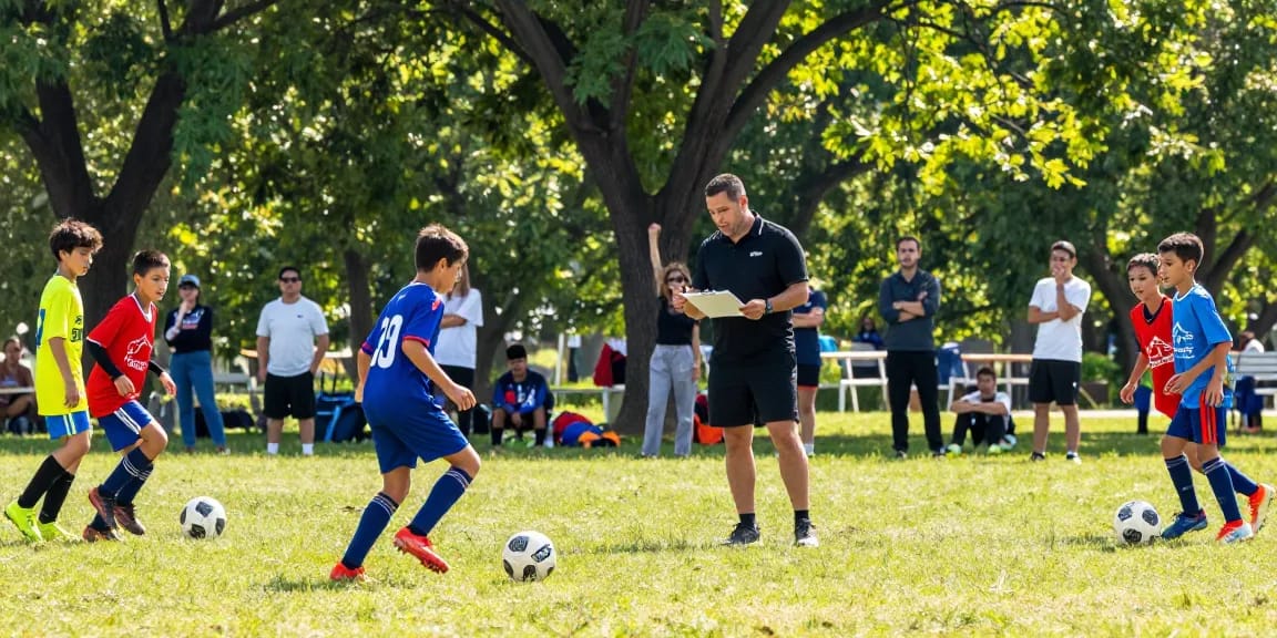 Fußballbedarf kaufen: Jugendspieler trainieren mit hochwertigen Mantom-Bällen auf dem Fußballplatz.