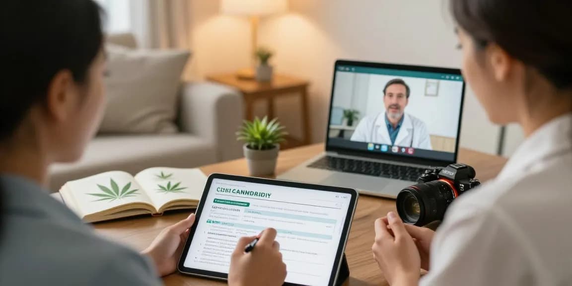 Cannabis Rezept online beantragen in einer virtuellen Konsultation mit einem Arzt.