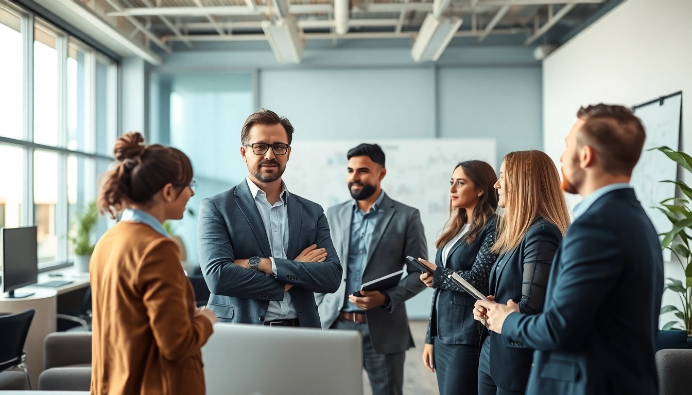 Headhunter IT berät ein Team von Fachleuten in einem modernen Büro.