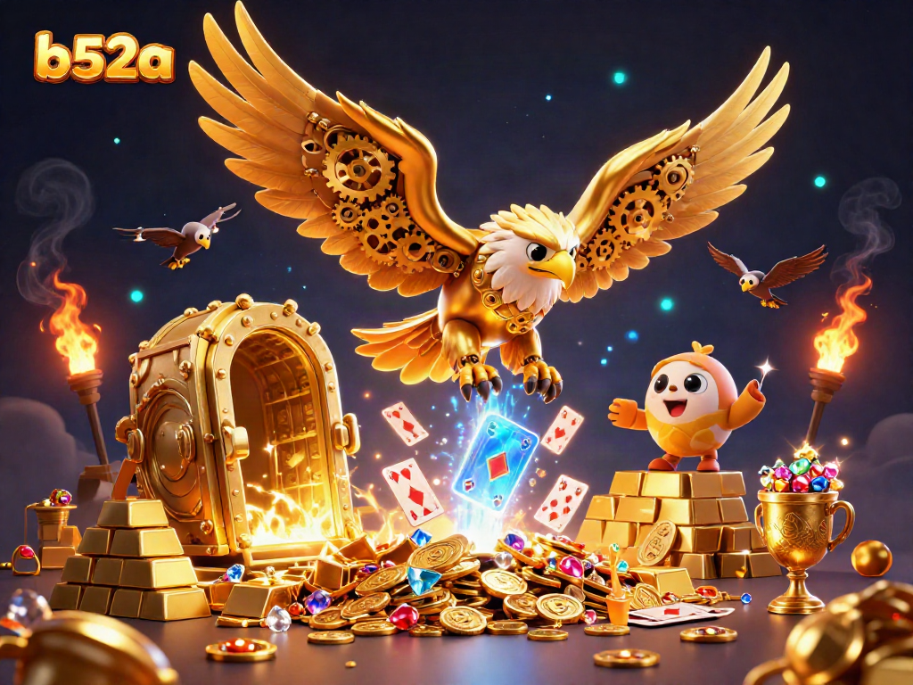 Experience the thrill of b52a, featuring a cybernetic eagle amidst a dazzling casino backdrop.