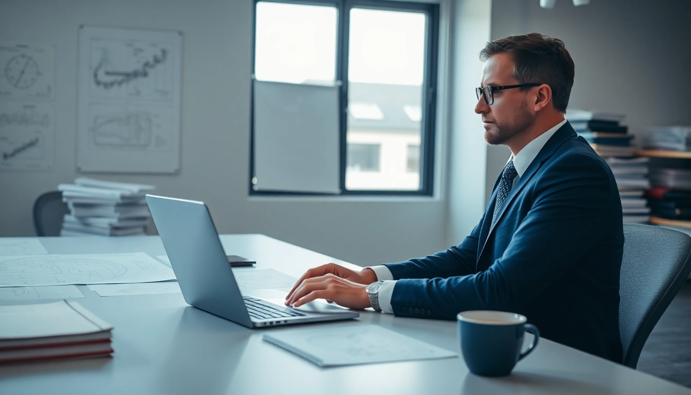 Headhunter Ingenieure bei der Arbeit am Schreibtisch in einem modernen Büroumfeld.