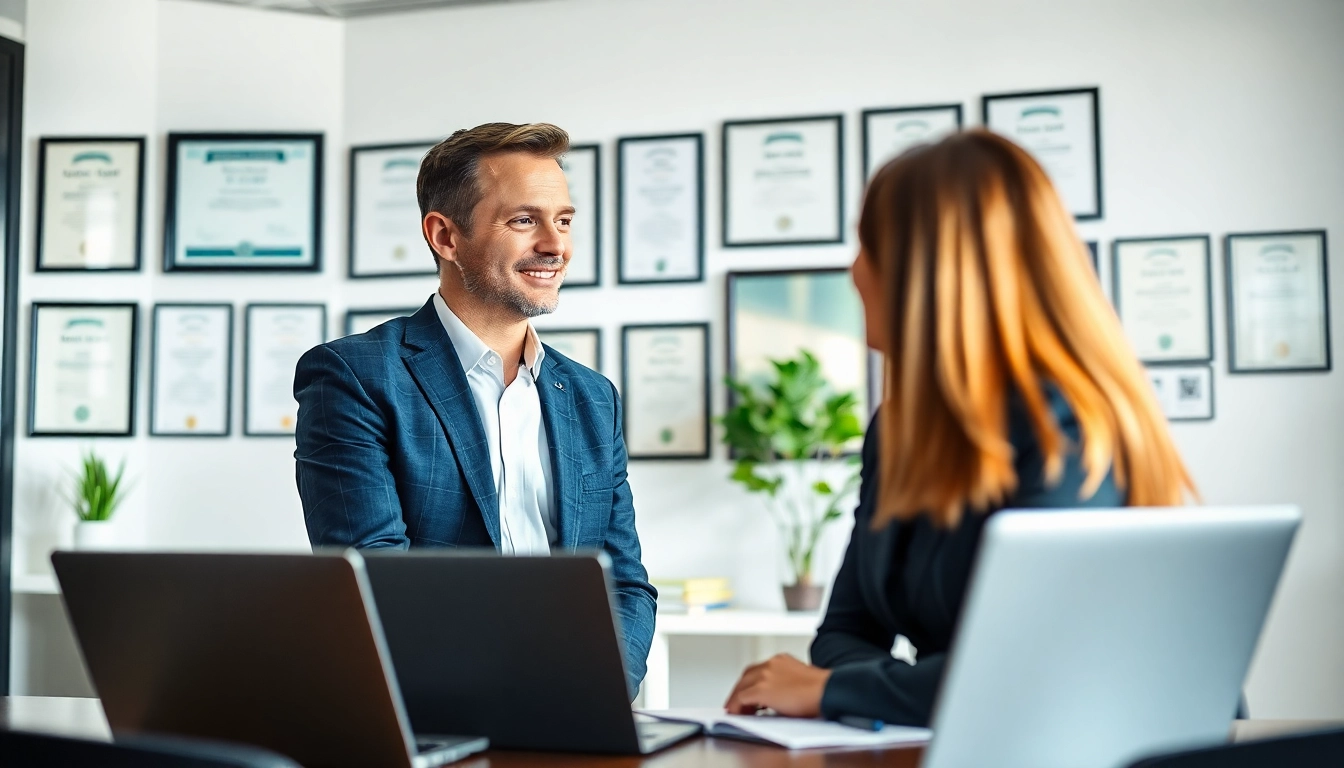 Headhunter IT in a modern office environment engaging with a candidate.