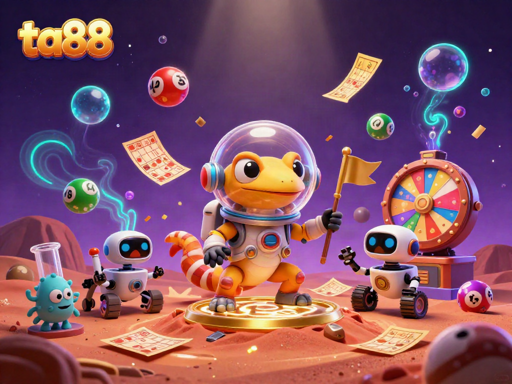Experience thrills at ta88 with a Martian gecko discovering a vibrant casino on Mars.