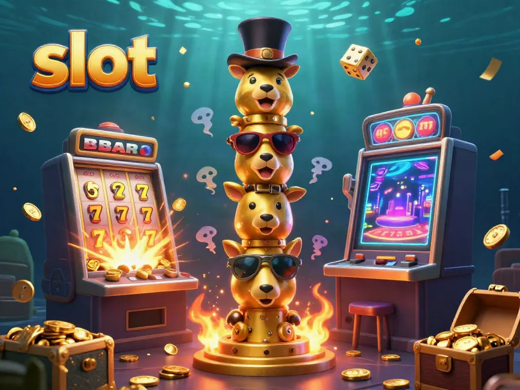 Experience thrilling slot action with an explosion of coins and casino elements in a vibrant 3D scene.