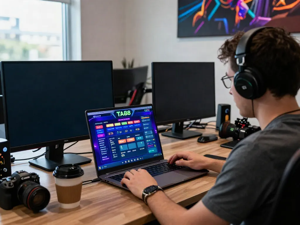 Engaged user placing bets on https://ta88.network/ in a vibrant online gaming workspace.