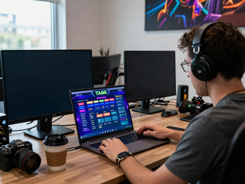 Engaged user placing bets on https://ta88.network/ in a vibrant online gaming workspace.