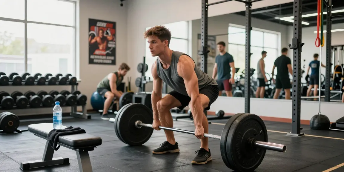 Dynamische Gewichtheber-Szene im Anabolika Shop Deutschland, die Krafttraining und Fitnessengagement veranschaulicht.