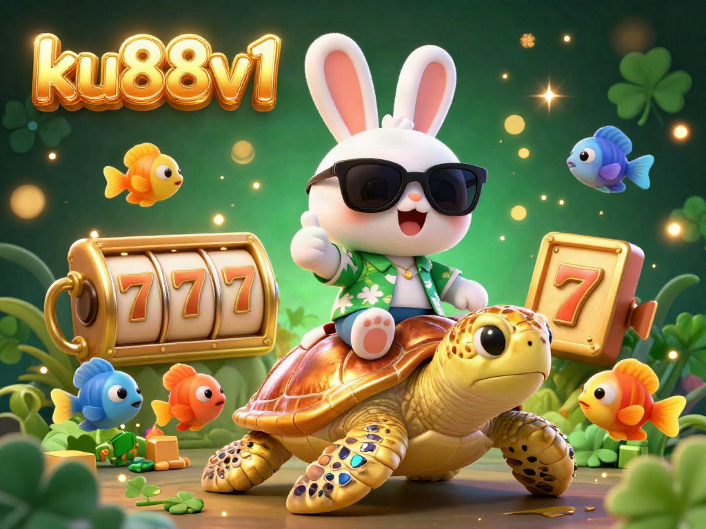 Enjoy thrilling casino action at ku88v1 with the lucky rabbit and golden turtle in a vibrant gaming scene.