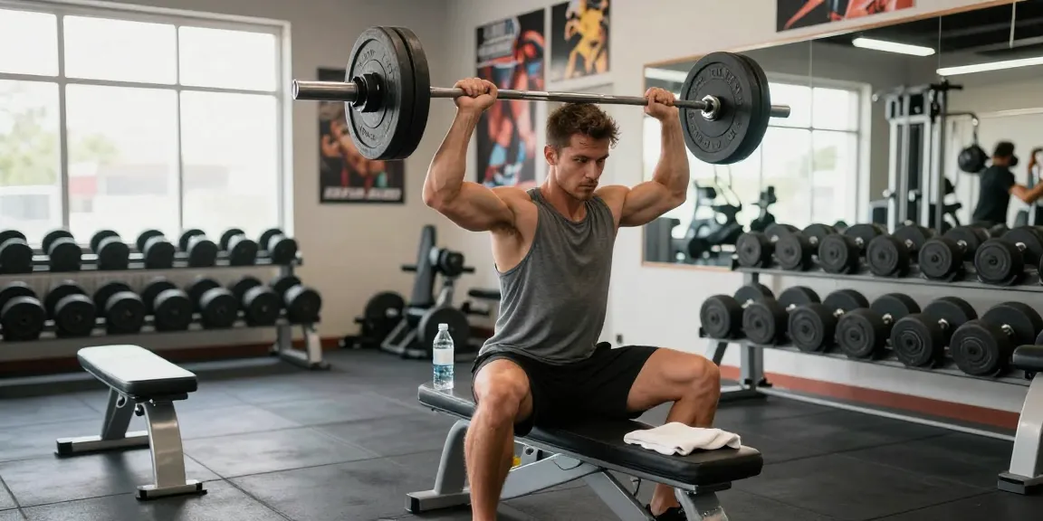 Anabolika Shop - Athlet im Fitnessstudio, der konzentriert Gewichte hebt, um Muskelmasse aufzubauen und Fitnessziele zu erreichen.