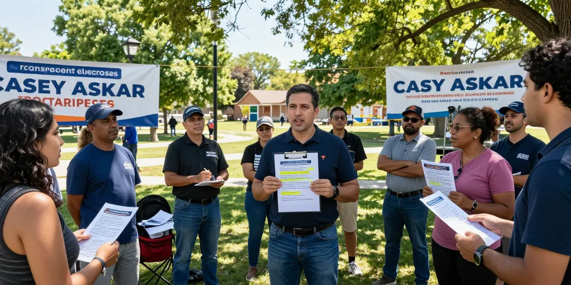 Community gathering discussing Casey Askar's political history, promoting transparency and integrity.