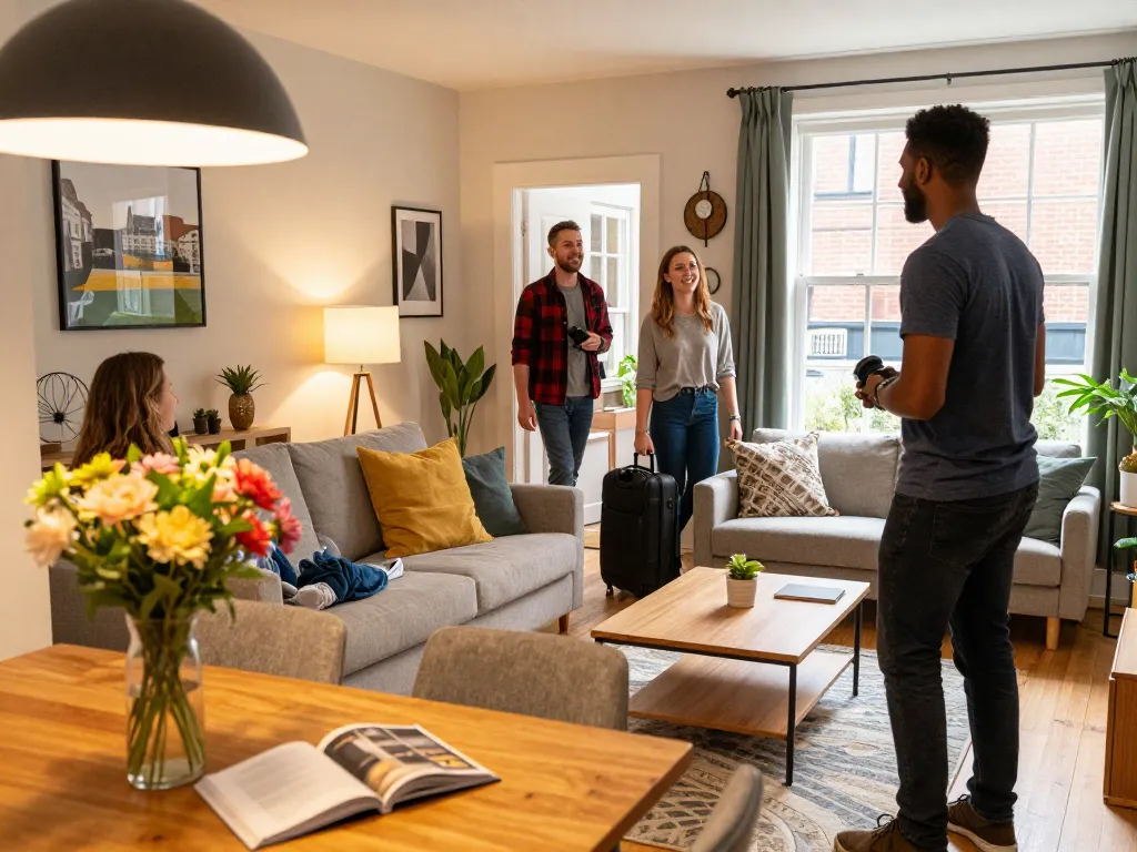 airbnb management chester with local host welcoming guests into a cozy property in Chester