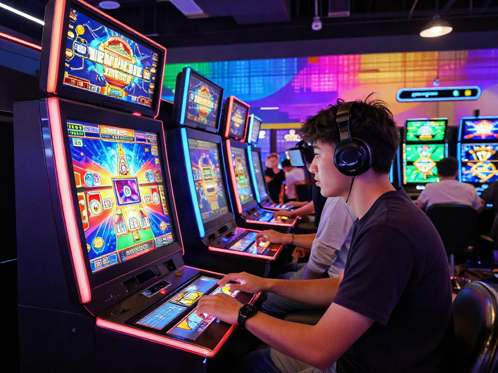 Exciting gaming atmosphere at https://nbet.group/ with players engaging in online casino activities, highlighting vibrant visuals and modern technology.