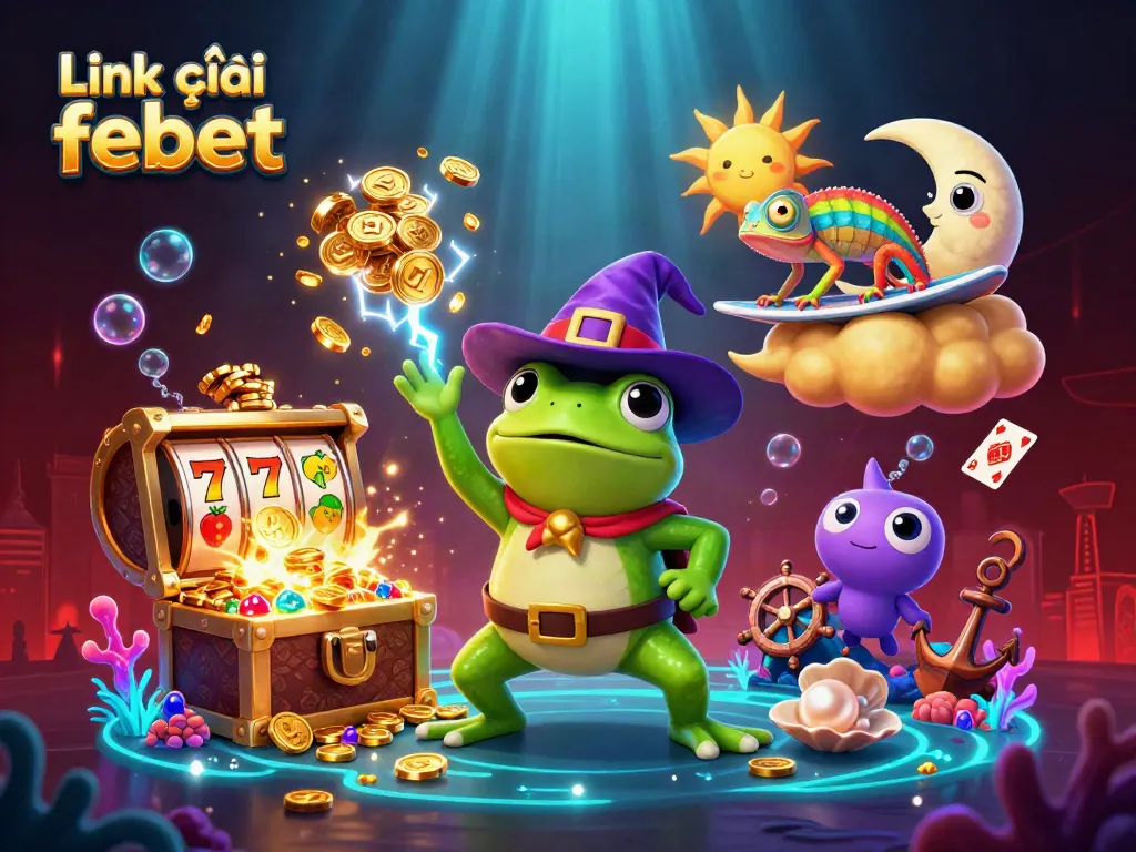 Experience the thrill of gaming with Link vào febet illustrated in vibrant detail featuring casino elements.