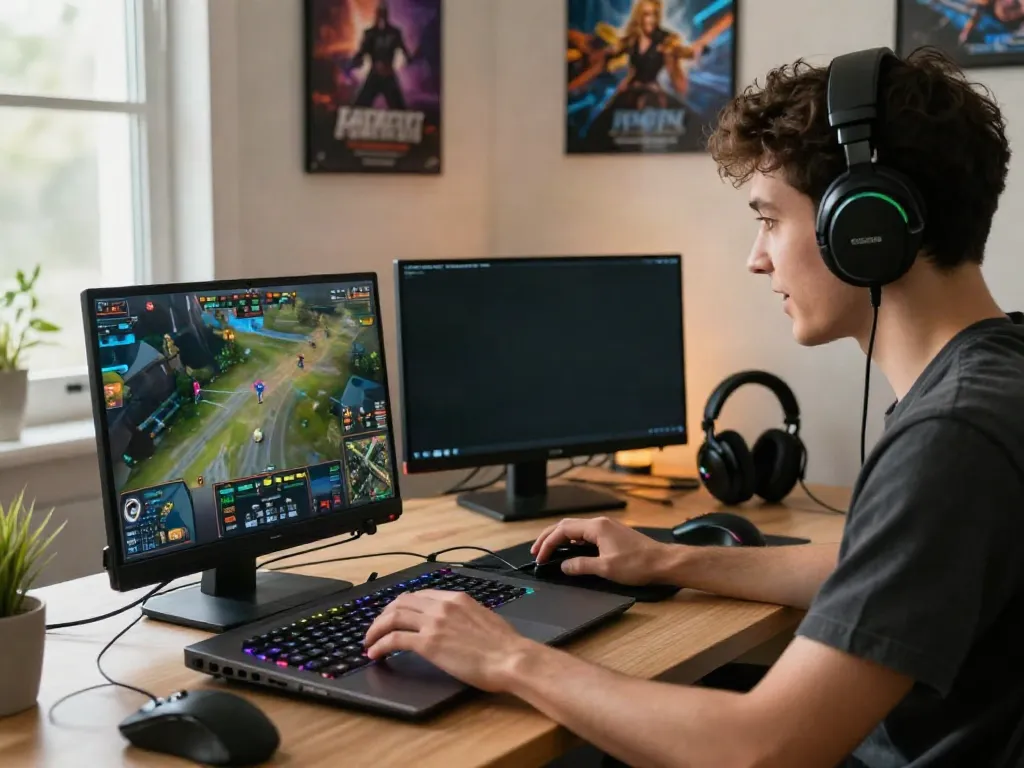 Exciting gaming experience at home featuring man88 gaming setup.