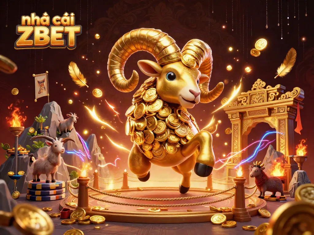 Engage with thrilling games at nhà cái ZBET, featuring golden ram emblem and dynamic betting arena.