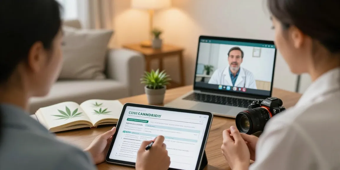 Cannabis Rezept online beantragen in einer virtuellen Konsultation mit einem Arzt.