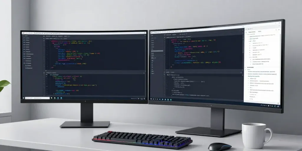 Code review in a modern developer workspace with advanced software tools.