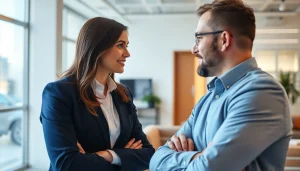Headhunter Ingenieure berät Ingenieurkandidaten in einer modernen Büroumgebung.