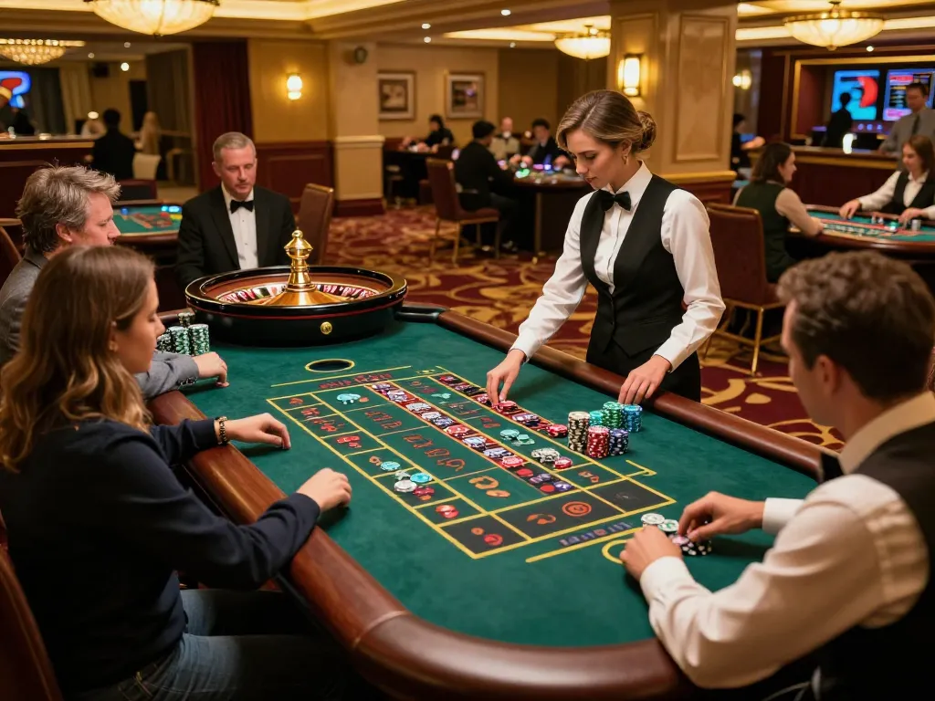 Players engaging in exciting roulette gameplay at 789 win casino, vibrant chips enhancing betting excitement.