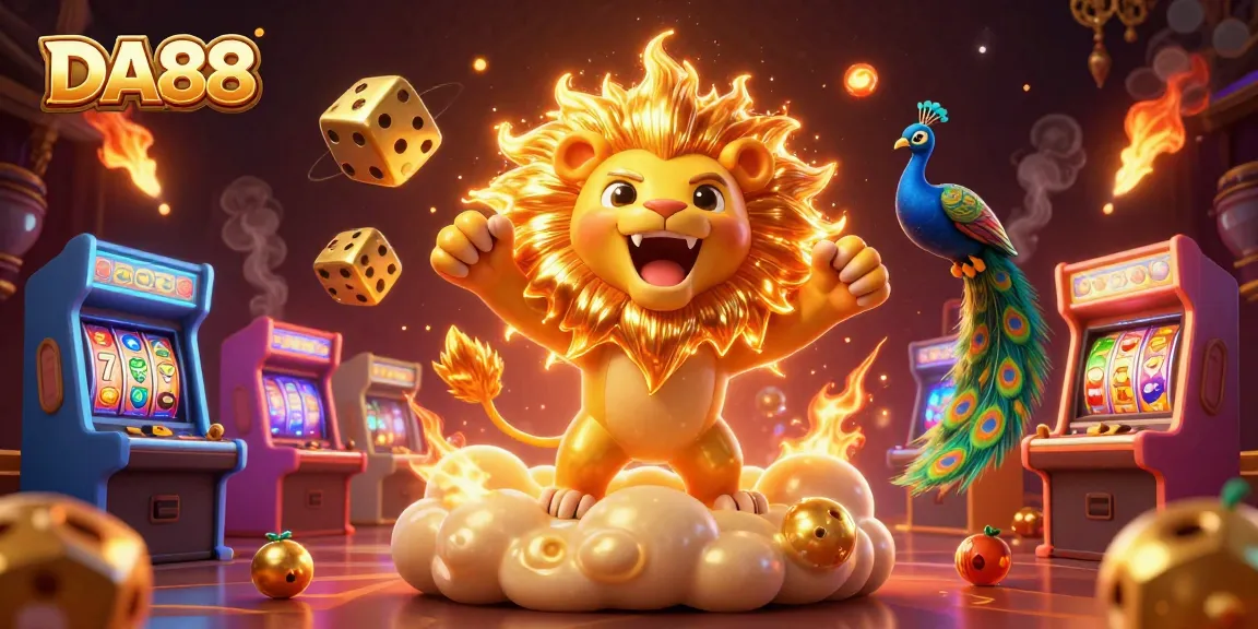 Experience thrilling gameplay with DA88 in this colorful casino-themed illustration