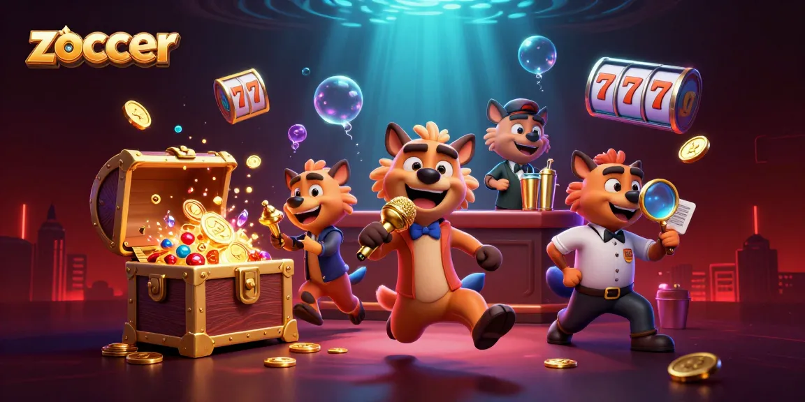 Zoccer's vibrant casino scene showcasing high-energy hyenas delivering comedy and engaging with players.