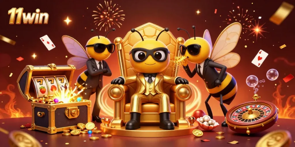 Experience thrilling slots action at 11win with vibrant 3D cartoon characters and dynamic gaming elements.